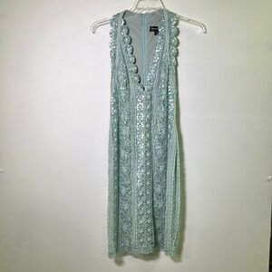 Tadashi Shoji NWT Mint Cocktail Halter Mini Sequined Dress SZ 8